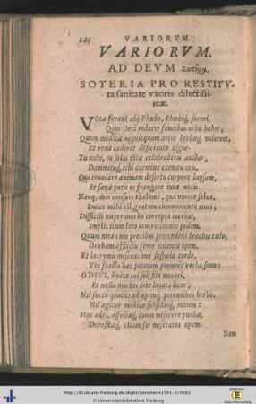 Variorum. Ad Deum Sotera.