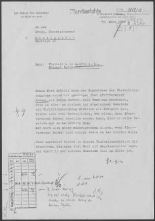 Laufen/Kocher: Visitationsbericht mit Pfarrbericht 1964