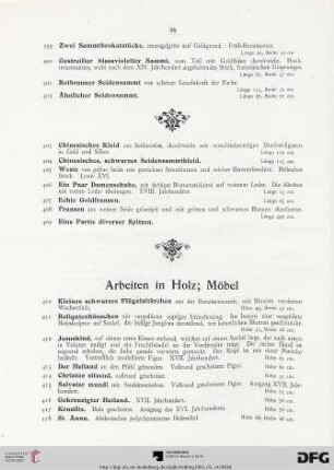 Arbeiten in Holz; Möbel (Nr. 410-565)