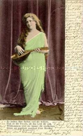 Postkarte mit Muse und Vers