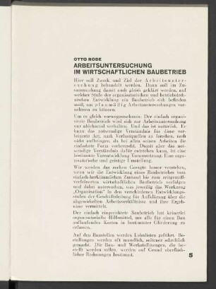 Arbeitsuntersuchung im wirtschaftlichen Baubetrieb