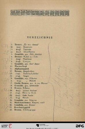 Verzeichnis (Nr. 1-442)