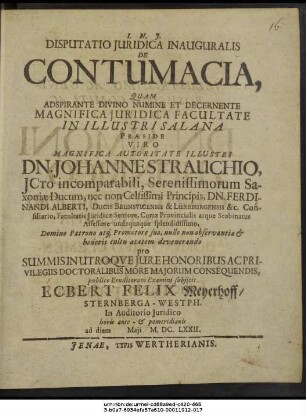 Disputatio Iuridica Inauguralis De Contumacia