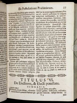 Titulus VI. De Electione, & Electi potestate. - Titulus XV. De Sacra Unctione.