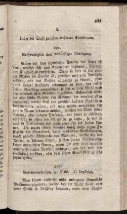 I. Uiber die Wahl zwischen mehreren Conditionen.