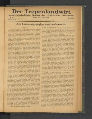 Nr. 22. Berlin, den 9. August 1912. 1. Jahrgang.