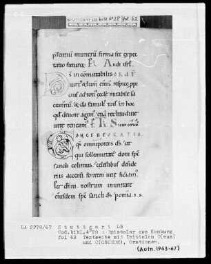 Epistolar — Initialen D(eus) und C(ONCEDE), Folio 62recto
