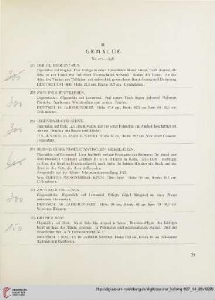 H. Gemälde (Nr. 271-348)