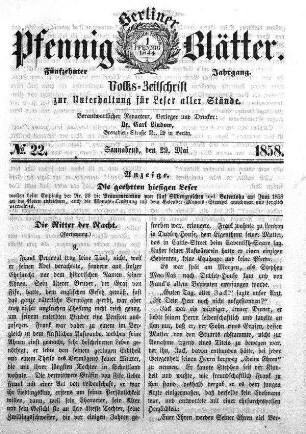 No. 22, Sonnabend, den 29. Mai