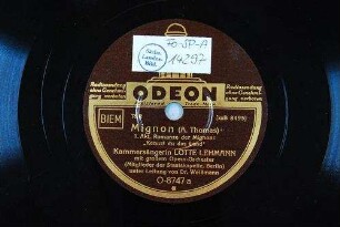 Mignon : 1. Akt, Romanze der Mignon: "Kennst du das Land" / (A. Thomas)