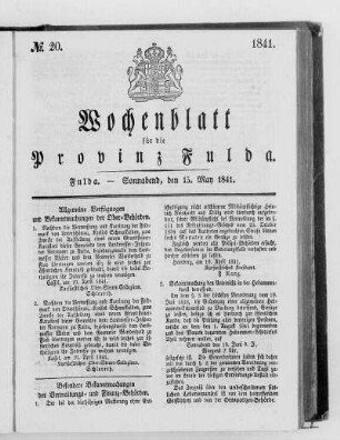Nr. 20, Ausgabe vom 15. Mai 1841
