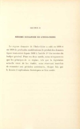 Section II. Régime douanier de l'Indo-Chine