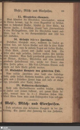 Mehl-, Milch- und Eierspeisen