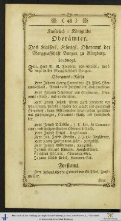 Kaiserlich-Königliche Oberämter.