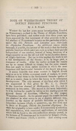 Note on Weierstrass's theory of doubly periodic functions.