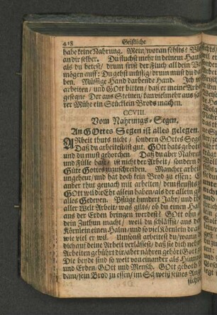 CCVIII. Vom Nahrungs-Segen. An GOttes Segen ist alles gelegen.