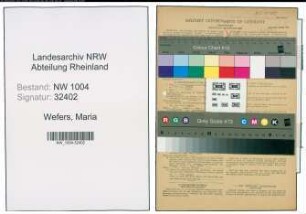 Entnazifizierung Maria Wefers , geb. 03.05.1903 (Putzfrau)