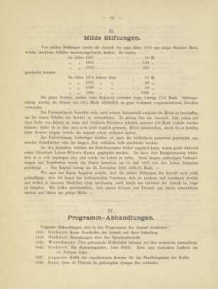 III. Milde Stiftungen