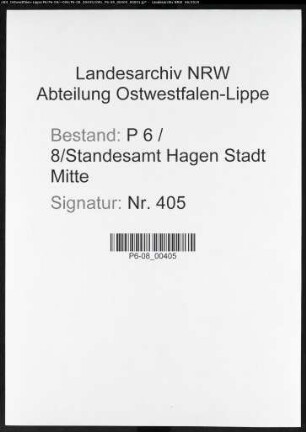 Sterberegister Standesamt Hagen-Mitte