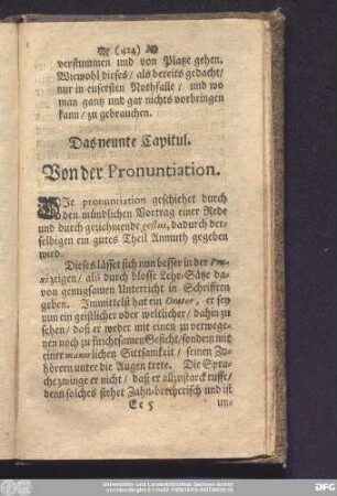 Das neunte Capitul. Von der Pronuntiation.