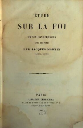 Etude sur la foi