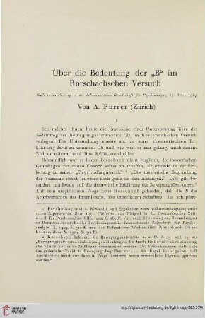 11: Über die Bedeutung der "B" im Rorschachschen Versuch : nach einem Vortrag in der Schweizerischen Gesellschaft für Psychoanalyse, 15. März 1924