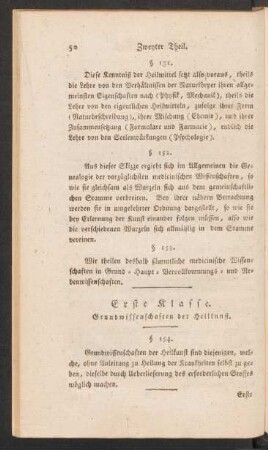 Erste Klasse. Grundwissenschaften der Heilkunst.