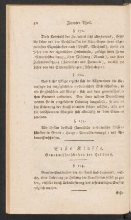 Erste Klasse. Grundwissenschaften der Heilkunst.