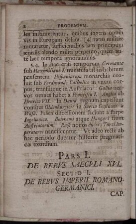 Sectio I. De Rebus Imperii Romano-Germanici.