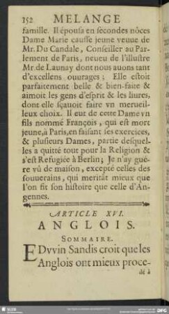 Article XVI. Anglois