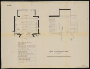 Theater am Nollendorfplatz (auch: Neues Schauspielhaus und Mozartsaal, Metropol), Berlin: Bühnengrundriss und Bühnenlängschnitt 1:100