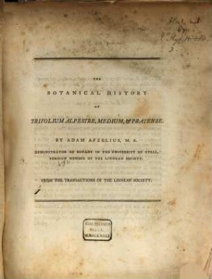 Botanical History of Trifolium Alpestre