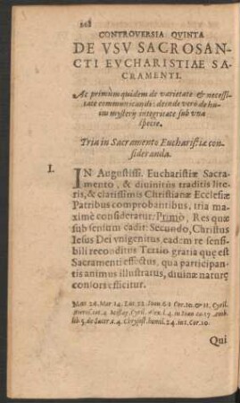 Controversia Quinta De Usu Sacrosancti Eucharistiae Sacramenti.