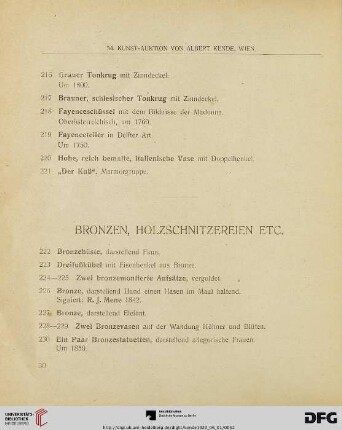 Bronzen, Holzschnitzereien etc. (Nr. 222-244)