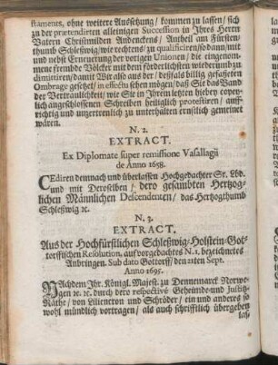 N. 2. Extract. Ex Diplomate super remissione Vasallagii de Anno 1658.