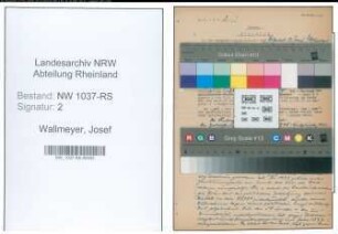 Entnazifizierung Josef Wallmeyer , geb. 08.08.1898 (Volkswirt)