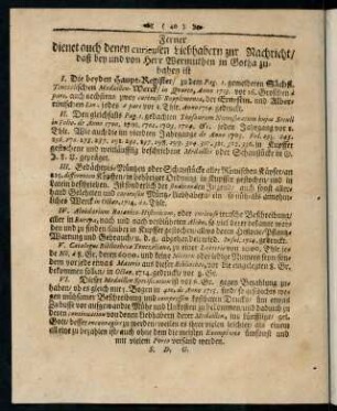 40, Ferner dienet auch denen curieusen Liebhabern zur Nachricht/ ...