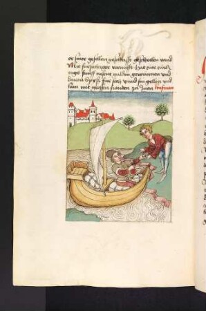 Der Sohn des Kaufmanns leiht sich Geld bei einem Kaufmann auf einem Schiff; (Kapitel XV: Von des Königs Sohne und seinen Gefährten).