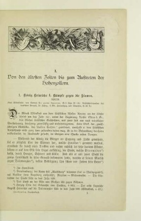 I. Von den ältesten Zeiten bis zum Auftreten der Hohenzollern