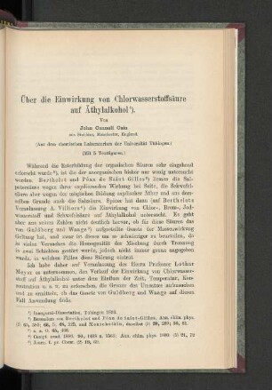 Über die Einwirkung von Chlorwasserstoffsäure auf Äthylalkohol.