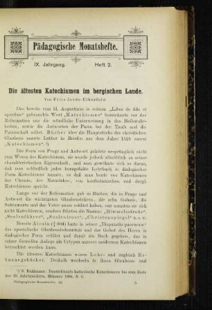 ¬Die¬ ältesten Katechismen im bergischen Lande