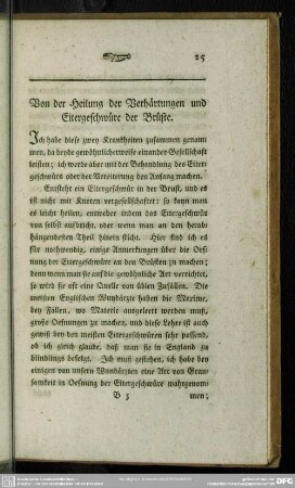 Von der Heilung der Verhärtungen und Eitergeschwüre der Brüste