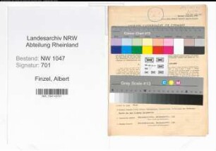 Entnazifizierung Albert Finzel , geb. 12.07.1900 (Sekretaer)