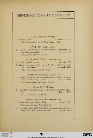 Dienstag, vormittags 10 Uhr (Nr. 1-120)