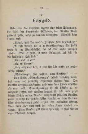 IV. Lehrgeld