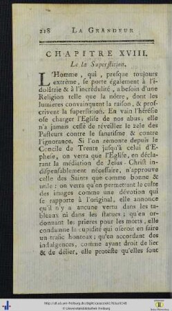 Chap. XVIII. De la Superstition.