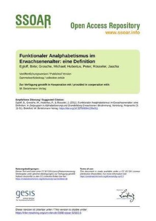 Funktionaler Analphabetismus im Erwachsenenalter: eine Definition