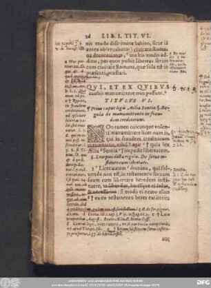 Qui, Et Ex Quibus caussis, manumittere non possunt. Titulus VI.