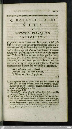 Q. Horatii Flacci Vita A Suetonio Tranquillo Conscripta