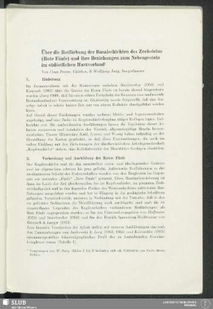 Über Rotfärbung der Basalschichten des Zechsteins (Rote Fäule) und ihre Beziehungen zum Nebengetstein im südöstlichen Harzvorland